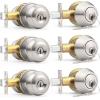 imageProbrico Entry Door Knob Lock Set and Double Cylinder Deadbolt Combination Set OilRubbed Bronze 3 Pack Keyed AlikeBrushed Nickel