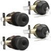 imageProbrico Entry Door Knob Lock Set and Double Cylinder Deadbolt Combination Set OilRubbed Bronze 3 Pack Keyed AlikeOil Rubbed Bronze