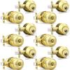 imageProbrico Entry Door Knob Lock Set and Double Cylinder Deadbolt Combination Set OilRubbed Bronze 3 Pack Keyed AlikePolished Brass