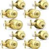 imageProbrico Entry Door Knob Lock Set and Double Cylinder Deadbolt Combination Set OilRubbed Bronze 3 Pack Keyed AlikePolished Brass