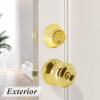 imageProbrico Entry Door Knob Lock Set and Double Cylinder Deadbolt Combination Set OilRubbed Bronze 3 Pack Keyed AlikePolished Brass