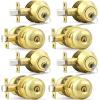 imageProbrico Entry Door Knob Lock Set and Double Cylinder Deadbolt Combination Set OilRubbed Bronze 3 Pack Keyed AlikePolished Brass