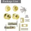 imageProbrico Entry Door Knob Lock Set and Double Cylinder Deadbolt Combination Set OilRubbed Bronze 3 Pack Keyed AlikePolished Brass