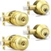 imageProbrico Entry Door Knob Lock Set and Double Cylinder Deadbolt Combination Set OilRubbed Bronze 3 Pack Keyed AlikePolished Brass