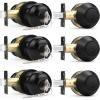 imageProbrico Entry Door Knob Lock Set and Single Cylinder Deadbolt Combination Set OilRubbed Bronze 3 Pack Keyed AlikeBlack