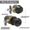 imageProbrico Entry Door Knob Lock Set and Single Cylinder Deadbolt Combination Set OilRubbed Bronze 3 Pack Keyed AlikeBlack