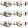 imageProbrico Entry Door Knob Lock Set and Single Cylinder Deadbolt Combination Set OilRubbed Bronze 3 Pack Keyed AlikeBrushed Nickel