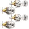 imageProbrico Entry Door Knob Lock Set and Single Cylinder Deadbolt Combination Set OilRubbed Bronze 3 Pack Keyed AlikeBrushed Nickel