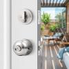 imageProbrico Entry Door Knob Lock Set and Single Cylinder Deadbolt Combination Set OilRubbed Bronze 3 Pack Keyed AlikeBrushed Nickel
