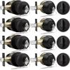 imageProbrico Entry Door Knob Lock Set and Single Cylinder Deadbolt Combination Set OilRubbed Bronze 3 Pack Keyed AlikeOil Rubbed Bronze