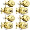 imageProbrico Entry Door Knob Lock Set and Single Cylinder Deadbolt Combination Set OilRubbed Bronze 3 Pack Keyed AlikePolished Brass