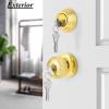 imageProbrico Entry Door Knob Lock Set and Single Cylinder Deadbolt Combination Set OilRubbed Bronze 3 Pack Keyed AlikePolished Brass
