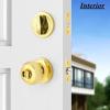imageProbrico Entry Door Knob Lock Set and Single Cylinder Deadbolt Combination Set OilRubbed Bronze 3 Pack Keyed AlikePolished Brass