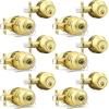 imageProbrico Entry Door Knob Lock Set and Single Cylinder Deadbolt Combination Set OilRubbed Bronze 3 Pack Keyed AlikePolished Brass