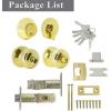 imageProbrico Entry Door Knob Lock Set and Single Cylinder Deadbolt Combination Set OilRubbed Bronze 3 Pack Keyed AlikePolished Brass