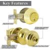 imageProbrico Entry Door Knob Lock Set and Single Cylinder Deadbolt Combination Set OilRubbed Bronze 3 Pack Keyed AlikePolished Brass