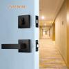 imageProbrico Flat Black Passage Door Lever with Single Cylinder Deadbolts Combo Pack Modern Square Lock Set HandlesetExterior Handle and SetExteriorBlack