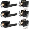 imageProbrico Flat Black Passage Door Lever with Single Cylinder Deadbolts Combo Pack Modern Square Lock Set HandlesetExterior Handle and SetExteriorBlack