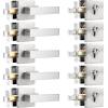 imageProbrico Flat Black Passage Door Lever with Single Cylinder Deadbolts Combo Pack Modern Square Lock Set HandlesetExterior Handle and SetExteriorBrushed Nickel