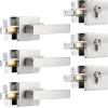 imageProbrico Flat Black Passage Door Lever with Single Cylinder Deadbolts Combo Pack Modern Square Lock Set HandlesetExterior Handle and SetExteriorBrushed Nickel