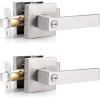 imageProbrico Gold Privacy Door Handle Lockset Heavy Duty Interior Door Lever for Bedroom Reversible Keyless Handleset Door Knob 10 PackBrushed Nickel
