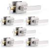 imageProbrico Gold Privacy Door Handle Lockset Heavy Duty Interior Door Lever for Bedroom Reversible Keyless Handleset Door Knob 10 PackBrushed Nickel