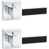 imageProbrico Heavy Duty Dummy Door Handle with Black Leather Hand Lever Square NonTurning Single Side Pull Only Lever for Closet or French Doors Polished Chrome 2 PackPolished Chrome