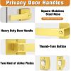 imageProbrico Heavy Duty Flat Gold Door Handles Square Privacy Interior Door Levers Bedroom and Bathroom Door Handles Keyless BedBath Lockset 10 PackGold