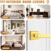 imageProbrico Heavy Duty Flat Gold Door Handles Square Privacy Interior Door Levers Bedroom and Bathroom Door Handles Keyless BedBath Lockset 10 PackGold