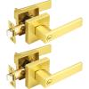 imageProbrico Heavy Duty Flat Gold Door Handles Square Privacy Interior Door Levers Bedroom and Bathroom Door Handles Keyless BedBath Lockset 10 PackGold