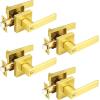 imageProbrico Heavy Duty Flat Gold Door Handles Square Privacy Interior Door Levers Bedroom and Bathroom Door Handles Keyless BedBath Lockset 10 PackGold