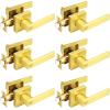 imageProbrico Heavy Duty Flat Gold Door Handles Square Privacy Interior Door Levers Bedroom and Bathroom Door Handles Keyless BedBath Lockset 10 PackGold