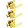 imageProbrico Heavy Duty Flat Gold Door Handles Square Privacy Interior Door Levers Bedroom and Bathroom Door Handles Keyless BedBath Lockset 10 PackGold