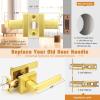 imageProbrico Heavy Duty Flat Gold Door Handles Square Privacy Interior Door Levers Bedroom and Bathroom Door Handles Keyless BedBath Lockset 10 PackGold