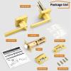 imageProbrico Heavy Duty Flat Gold Door Handles Square Privacy Interior Door Levers Bedroom and Bathroom Door Handles Keyless BedBath Lockset 10 PackGold