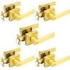 imageProbrico Heavy Duty Flat Gold Door Handles Square Privacy Interior Door Levers Bedroom and Bathroom Door Handles Keyless BedBath Lockset 10 PackGold