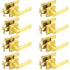 imageProbrico Heavy Duty Flat Gold Door Handles Square Privacy Interior Door Levers Bedroom and Bathroom Door Handles Keyless BedBath Lockset 10 PackGold