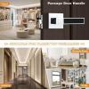 imageProbrico Heavy Duty Square Door Handle with Black Leather Hand Lever Keyless Passage Interior Door Levers for Hallway or Closet Polished Chrome 5 PackPolished Chrome