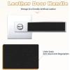 imageProbrico Heavy Duty Square Door Handle with Black Leather Hand Lever Keyless Privacy Interior Door Levers for Bedroom and Bathroom Polished Chrome 2 Pack