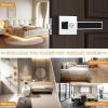 imageProbrico Heavy Duty Square Door Handle with Black Leather Hand Lever Keyless Privacy Interior Door Levers for Bedroom and Bathroom Polished Chrome 2 Pack