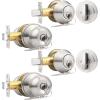 imageProbrico Oil Rubbed Bronze Door Knobs with Single Cylinder Deadbolts Exterior keyed Alike Handleset Combo Pack Lockset for Front Door and Outside Gate Set of 4Brushed Nickel