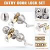 imageProbrico Oil Rubbed Bronze Door Knobs with Single Cylinder Deadbolts Exterior keyed Alike Handleset Combo Pack Lockset for Front Door and Outside Gate Set of 4Brushed Nickel