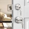 imageProbrico Oil Rubbed Bronze Door Knobs with Single Cylinder Deadbolts Exterior keyed Alike Handleset Combo Pack Lockset for Front Door and Outside Gate Set of 4Brushed Nickel