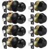 imageProbrico Oil Rubbed Bronze Door Knobs with Single Cylinder Deadbolts Exterior keyed Alike Handleset Combo Pack Lockset for Front Door and Outside Gate Set of 4Black