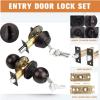 imageProbrico Oil Rubbed Bronze Door Knobs with Single Cylinder Deadbolts Exterior keyed Alike Handleset Combo Pack Lockset for Front Door and Outside Gate Set of 4Oil Rubbed Bronze