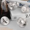 imageProbrico Oil Rubbed Bronze Door Knobs with Single Cylinder Deadbolts Exterior keyed Alike Handleset Combo Pack Lockset for Front Door and Outside Gate Set of 4Brushed Nickel