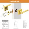 imageProbrico Privacy Black Door Handle Interior Lockset Heavy Duty Square Door Lever for Bedroom or Bathroom Reversible Keyless Slim Handleset Door Knob 10PackGold
