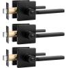 imageProbrico Privacy Black Door Handle Interior Lockset Heavy Duty Square Door Lever for Bedroom or Bathroom Reversible Keyless Slim Handleset Door Knob 10PackBlack