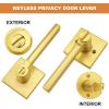 imageProbrico Privacy Black Door Handle Interior Lockset Heavy Duty Square Door Lever for Bedroom or Bathroom Reversible Keyless Slim Handleset Door Knob 10PackGold