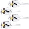 imageProbrico Privacy Black Door Handle Interior Lockset Heavy Duty Square Door Lever for Bedroom or Bathroom Reversible Keyless Slim Handleset Door Knob 10PackPolished Chrome